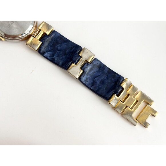 Vienna Blue & Gold T Mother of Pearl Dial Vintage Wristwatch - 24mm - WORKS! - Picture 7 of 10